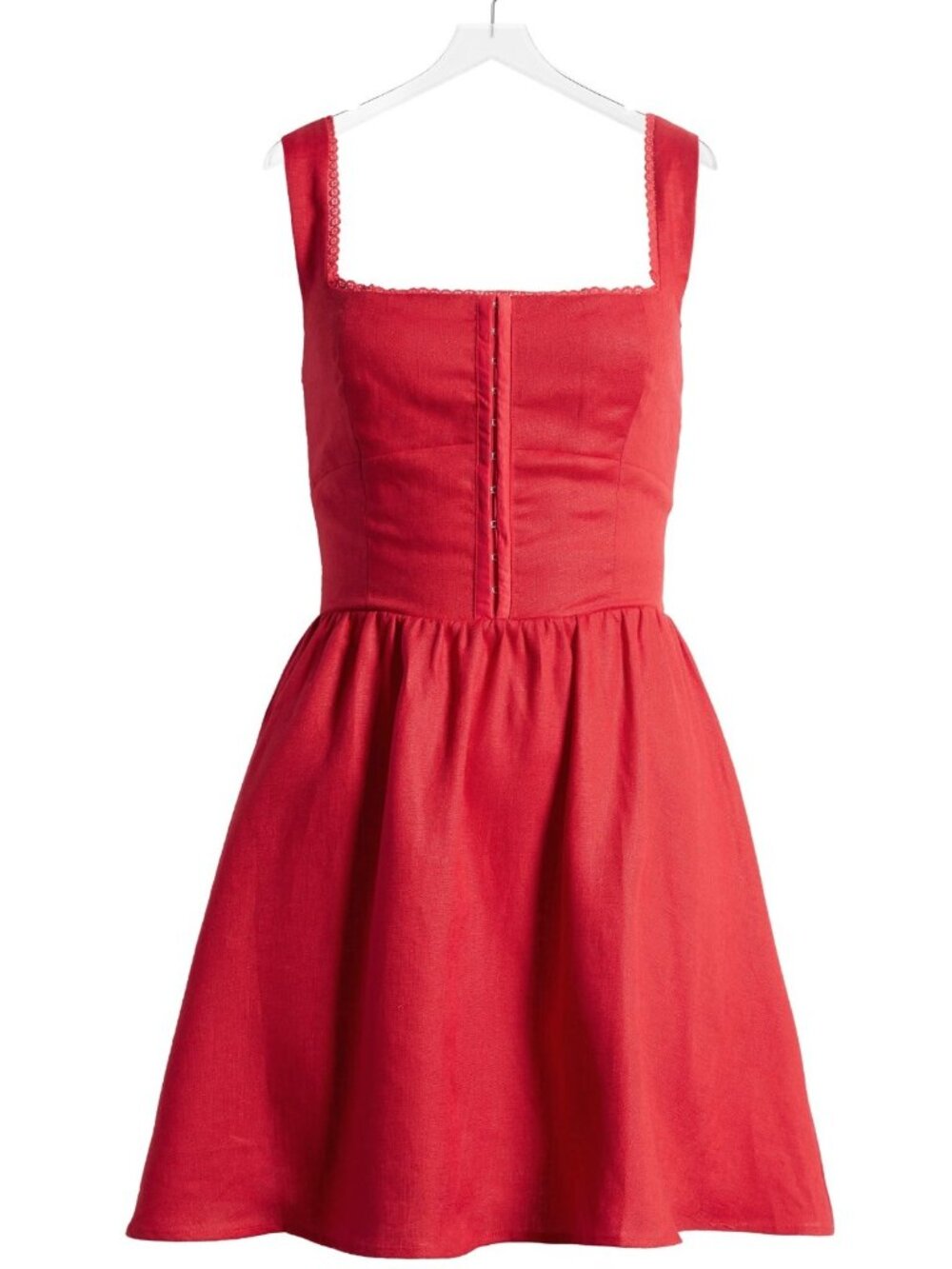 Reformation Sheri Women's Sleveless Linen Mini Summer Dress in Cherry Size 8